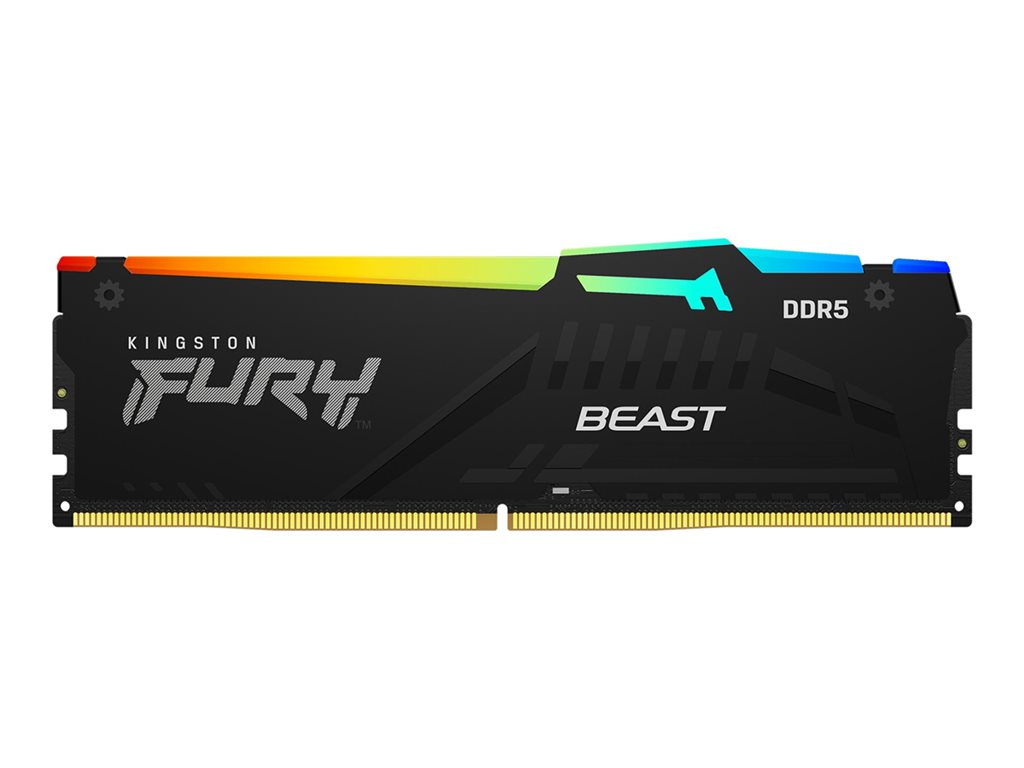 Kingston FURY Beast RGB - DDR5 - Modul - 16 GB - DIMM 288-PIN - 6400 MHz / PC5-51200 - CL32 - 1.4 V - ungepuffert - on-die ECC - Schwarz